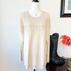 🍋 Alfani • Ivory Sweater w/Gold Vertical Line Detail